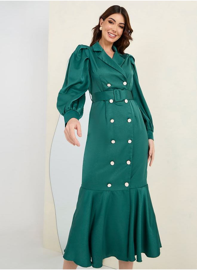Styli - Mermaid Hem Belted Coat Blazer Dress - Image 1