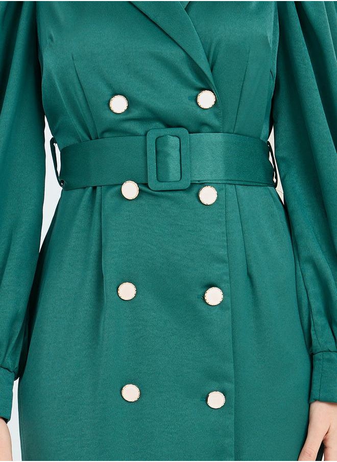 Styli - Mermaid Hem Belted Coat Blazer Dress - Image 1