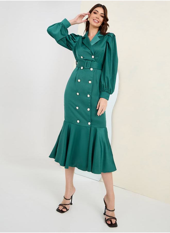 Styli - Mermaid Hem Belted Coat Blazer Dress - Image 1