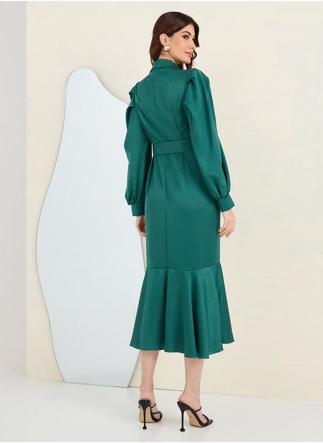 Styli - Mermaid Hem Belted Coat Blazer Dress - Image 1