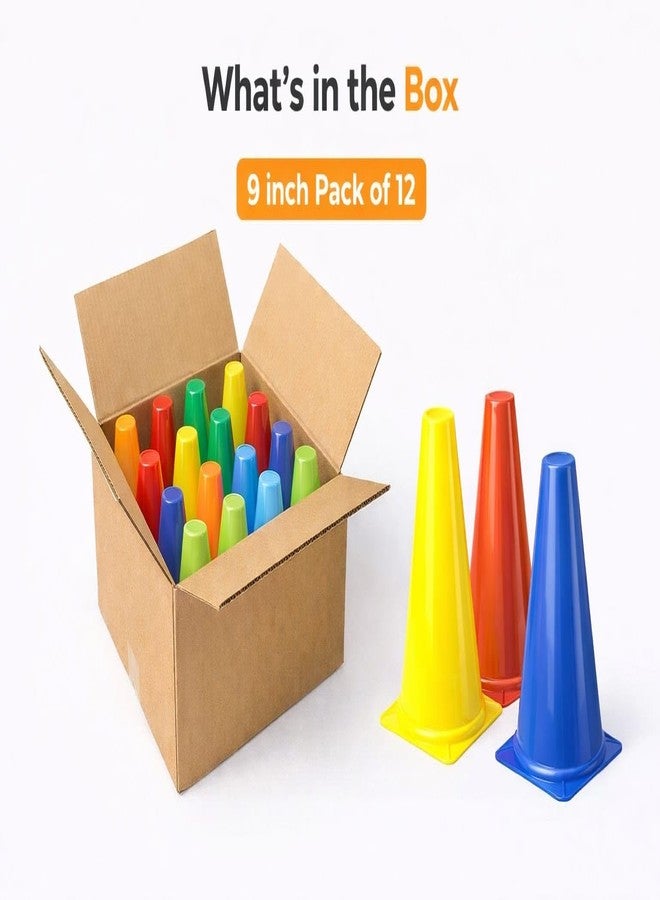 NLW Plastic Cones, Multicolor, 9 Inch, Pack of 12, Sports Training Equipment - Image 4