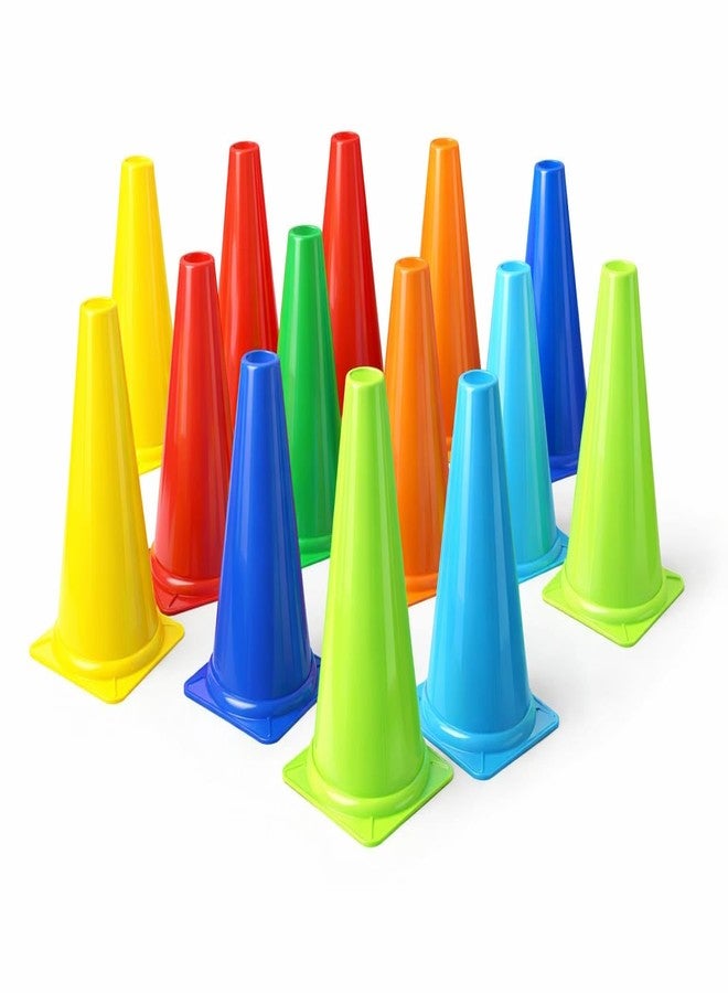 NLW Plastic Cones, Multicolor, 9 Inch, Pack of 12, Sports Training Equipment - Image 1