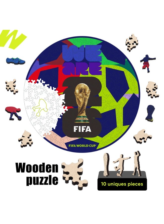 FIFA World Cup FIFA Official Licensed World Cup 2026 United Football Shaped Wooden Jigsaw Puzzle 200 Pieces - Image 2