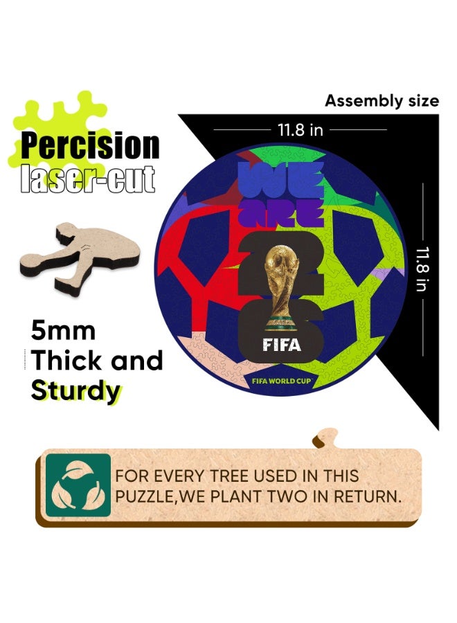 FIFA World Cup FIFA Official Licensed World Cup 2026 United Football Shaped Wooden Jigsaw Puzzle 200 Pieces - Image 4