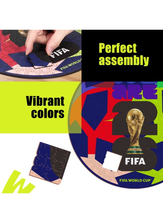 FIFA World Cup FIFA Official Licensed World Cup 2026 United Football Shaped Wooden Jigsaw Puzzle 200 Pieces - Image 3