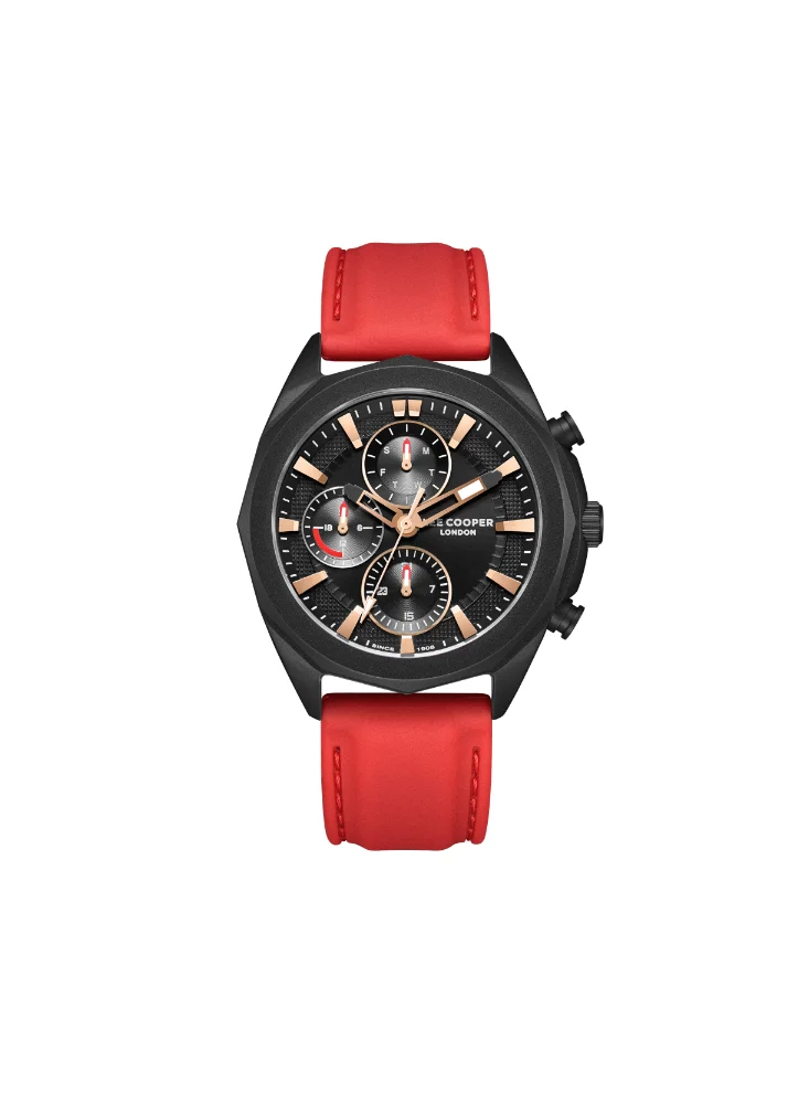 Lee Cooper Men's Multi Function Display Watch With Red Silicone Strap - LC07990.658