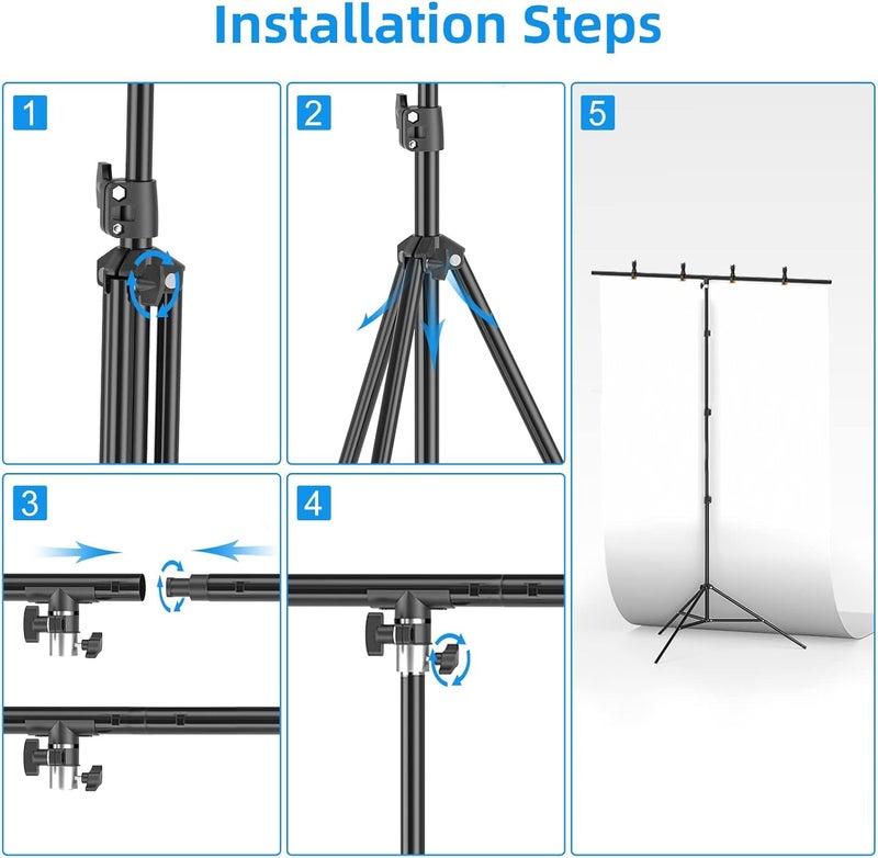 EMART 5x8.5ft T-Shape Backdrop Stand, Adjustable Back Drop Support Kit for Photography Background, Green Screen, Photo Video Studio, Parties, Zoom, Live Streaming - Image 5
