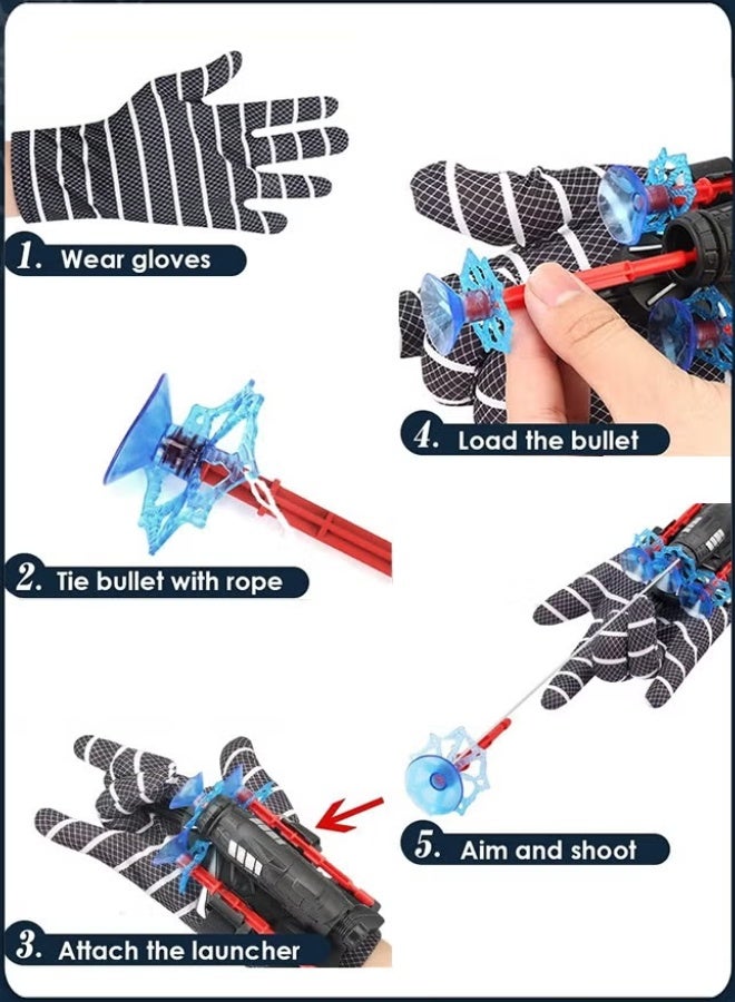 Superhero Launcher Gloves for Spider, Hero Launcher Wrist Toy Set, Super Hero Web Shooter for Kids, Spider Launcher Wrist Toys Costume Cosplay Hero Props Gift - Image 4