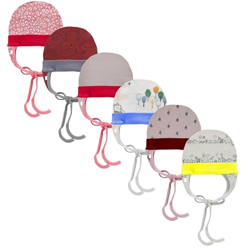 CUTEABLY Babies Cotton Cap with Ear Flaps and Tie Knots, Assorted Prints (in, Age, 3 Months, 6 Months, Pack of 6) - Image 3