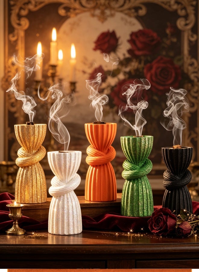 Resin Aroma Diffuser Handheld Incense Burner – Sequin Curtain Design Candle Holder Home Decor Gift - Image 5