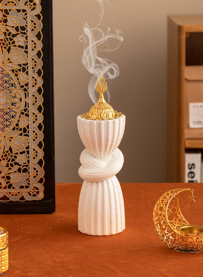 Resin Aroma Diffuser Handheld Incense Burner – Sequin Curtain Design Candle Holder Home Decor Gift - Image 1