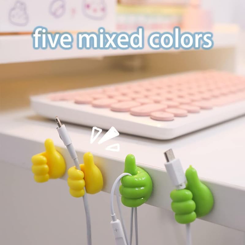 PARVY Thumbs UP Hooks for Wall 04 Pieces Self Adhesive Hook Silicone Based Multicolor Cable Wire Organizer Key Hanger Wall Hook for Keys Toothbrush Mobile Wires 30PCS - Image 3