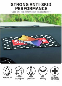 GROIC Car Dashboard Anti-Slip Rubber Pad, Supreme Fashion Style Dashboard Decorations, Cool Car Accessories Interior, Universal Non-Slip Car Mat for Phones Sunglasses Keys and More Use  - Image 3