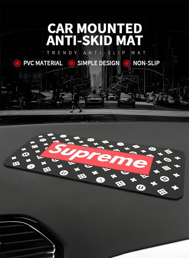 GROIC Car Dashboard Anti-Slip Rubber Pad, Supreme Fashion Style Dashboard Decorations, Cool Car Accessories Interior, Universal Non-Slip Car Mat for Phones Sunglasses Keys and More Use  - Image 2