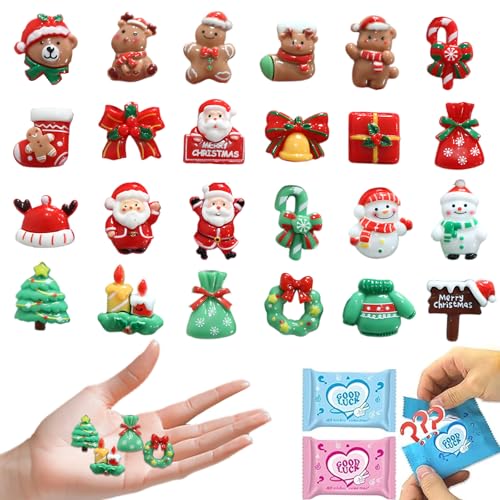 CIYOJA 50PCS Mini Christmas Resin Figurines Blind Bags Mystery Bags Resin Figures Tiny Miniature Figurines for Crafts Dollhouse Christmas Decorations Stocking Stuffers Holiday Party Favors - Image 1