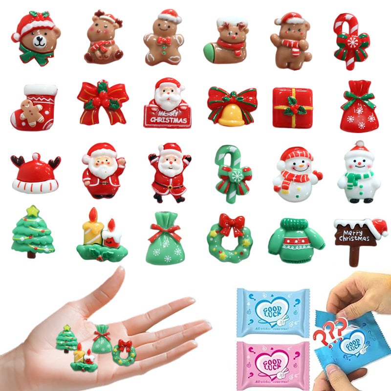 CIYOJA 50PCS Mini Christmas Resin Figurines Blind Bags Mystery Bags Resin Figures Tiny Miniature Figurines for Crafts Dollhouse Christmas Decorations Stocking Stuffers Holiday Party Favors - Image 3