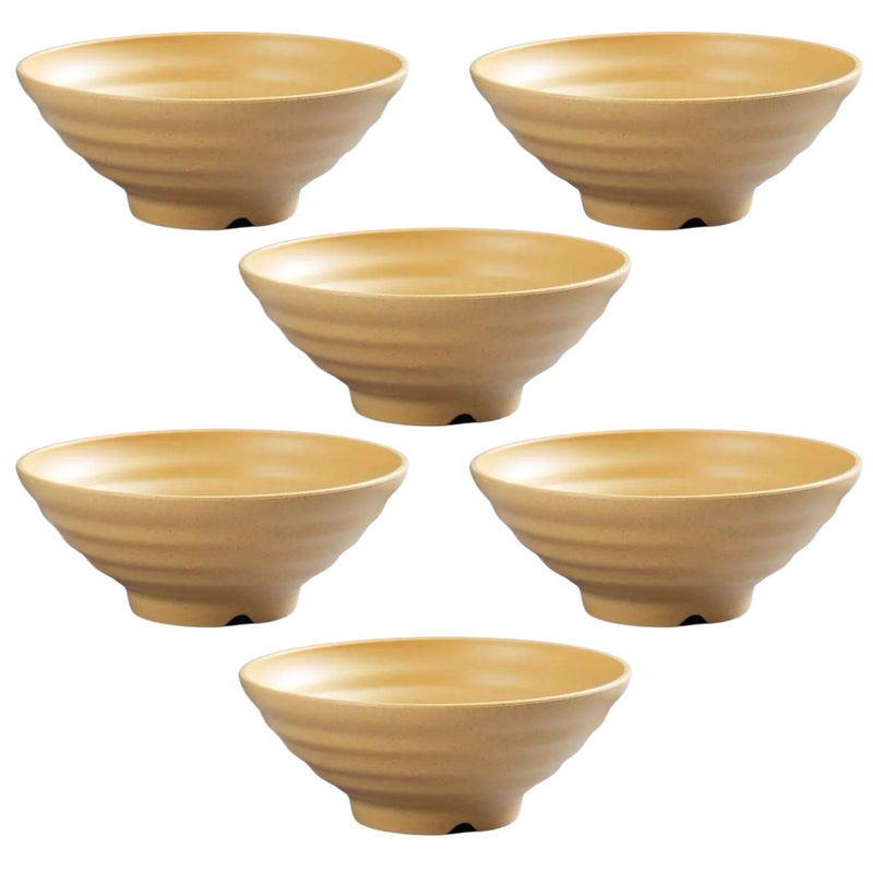 DANSR DANSR JapaneseStyle EcoFriendly Wheat Straw Ramen Bowl Microwave Safe Round Ramen Noodle Salad Bowl Soup Bowl Rice Bowl Oatmeal Bowl Cereal Bowl Ideal for Thai Flavour 21 CM_Yellow_6 Pcs  - Image 1