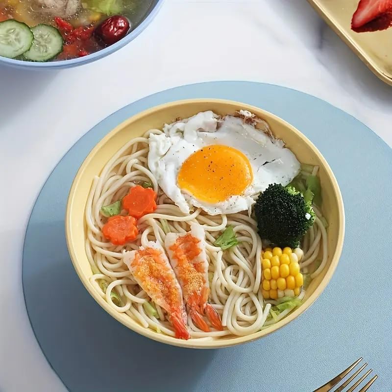 DANSR DANSR JapaneseStyle EcoFriendly Wheat Straw Ramen Bowl Microwave Safe Round Ramen Noodle Salad Bowl Soup Bowl Rice Bowl Oatmeal Bowl Cereal Bowl Ideal for Thai Flavour 21 CM_Yellow_6 Pcs  - Image 4