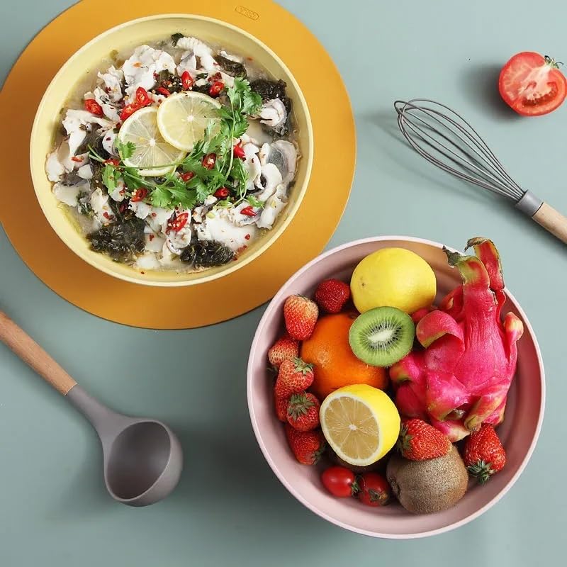 DANSR DANSR JapaneseStyle EcoFriendly Wheat Straw Ramen Bowl Microwave Safe Round Ramen Noodle Salad Bowl Soup Bowl Rice Bowl Oatmeal Bowl Cereal Bowl Ideal for Thai Flavour 21 CM_Yellow_6 Pcs  - Image 5
