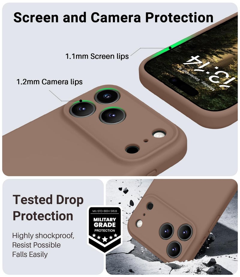 OTOFLY Magnetic for iPhone 17 Pro Case,Compatible with Magsafe,Classic Liquid Silicone Mobile Phone Case,Integrated Camera Control Button,Anti-Scratch Microfiber Lining, Light Brown - Image 5
