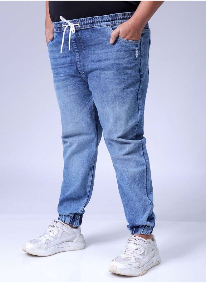 HARDSODA Men Plus Size Slim Fit Solid Mid-Rise Stretchable Denim Joggers  - Image 3