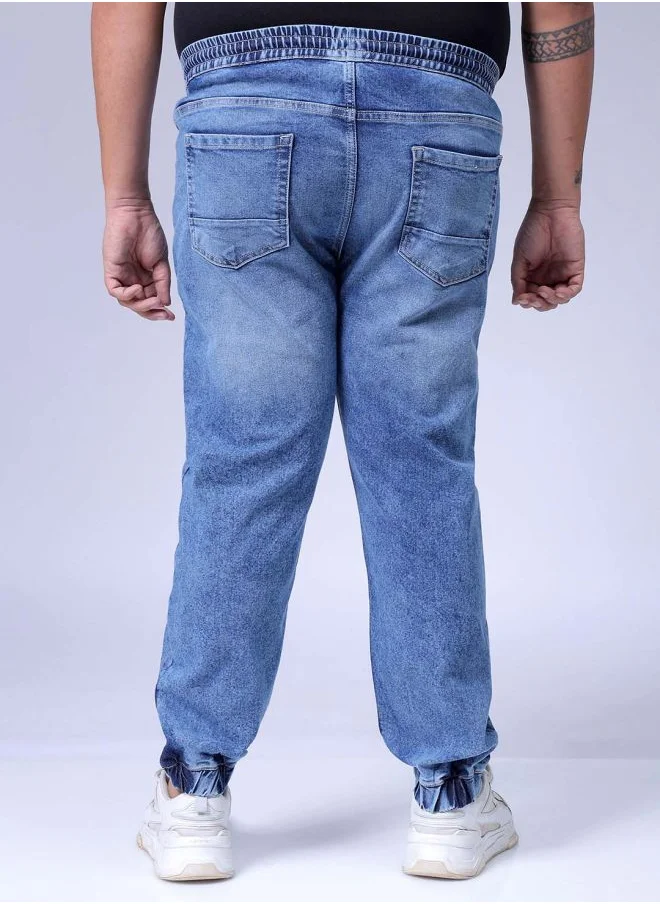 HARDSODA Men Plus Size Slim Fit Solid Mid-Rise Stretchable Denim Joggers