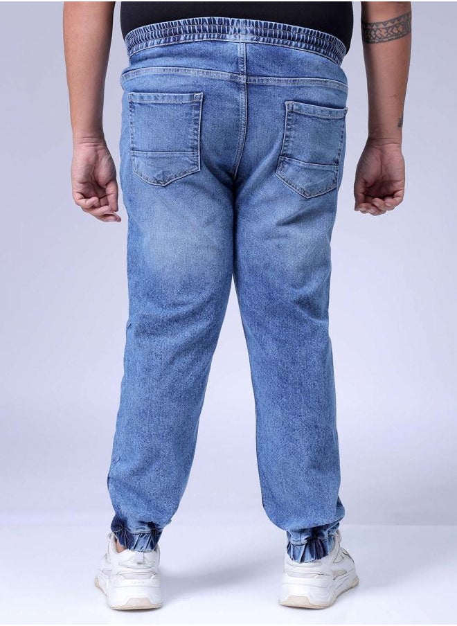 HARDSODA Men Plus Size Slim Fit Solid Mid-Rise Stretchable Denim Joggers  - Image 2