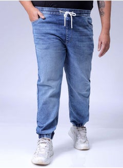 HARDSODA Men Plus Size Slim Fit Solid Mid-Rise Stretchable Denim Joggers  - Image 1