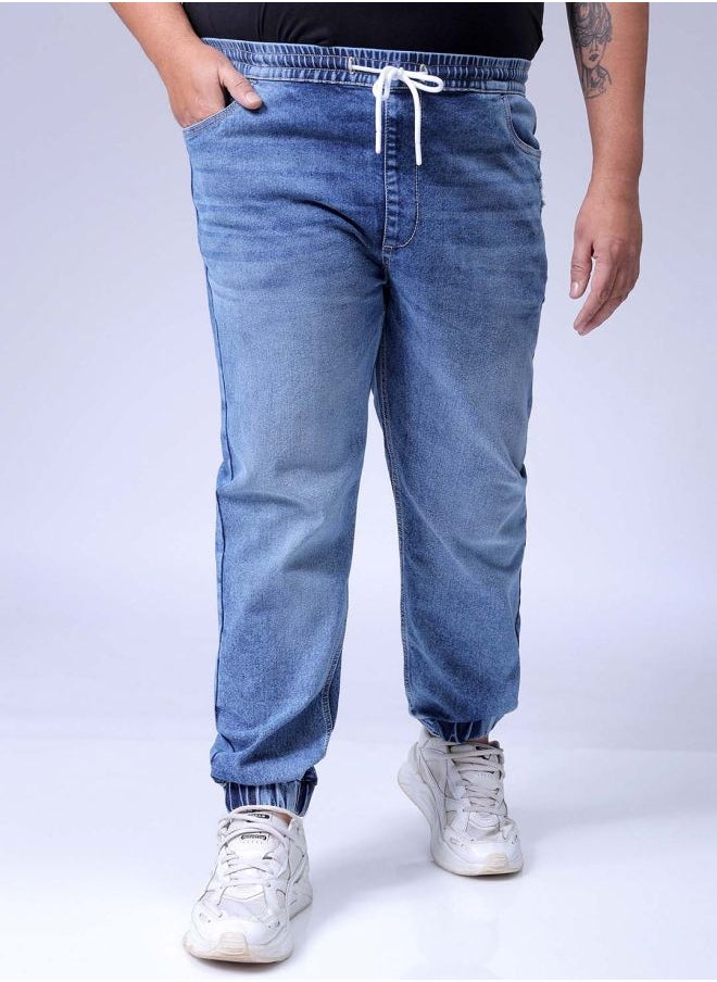 HARDSODA Men Plus Size Slim Fit Solid Mid-Rise Stretchable Denim Joggers  - Image 1