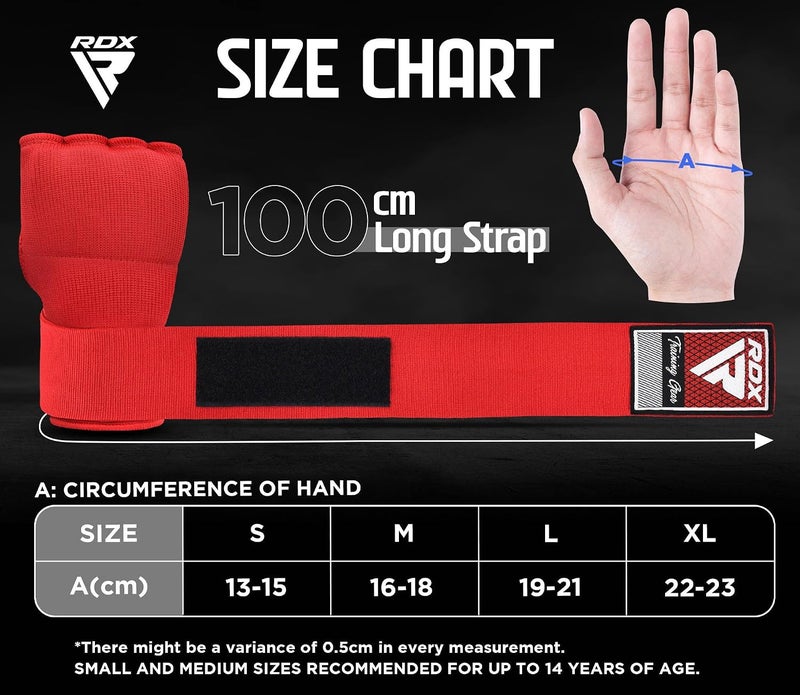 RDX Boxing Hand Wraps Gel Inner Gloves with 100cm Wrist Straps for MMA and Muay Thai Training -S |Red (HYP-IS2R-S) - Image 3