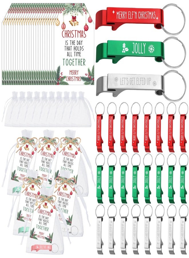تونديامو مجموعة تونديمو المكونة من 24 مجموعة هدايا لحفلات عيد الميلاد للبالغين، تتضمن فتاحة زجاجات وسلاسل مفاتيح مع بطاقات "عيد ميلاد سعيد"، وحقائب هدايا لمستلزمات عيد الميلاد وتذكارات الضيوف (أنماط متنوعة). - Image 1