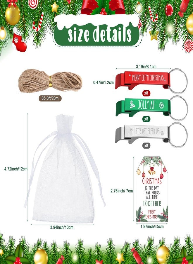 تونديامو مجموعة تونديمو المكونة من 24 مجموعة هدايا لحفلات عيد الميلاد للبالغين، تتضمن فتاحة زجاجات وسلاسل مفاتيح مع بطاقات "عيد ميلاد سعيد"، وحقائب هدايا لمستلزمات عيد الميلاد وتذكارات الضيوف (أنماط متنوعة). - Image 2