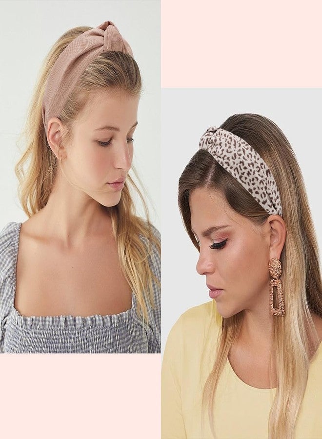 AHONEY 5 Pack Knotted Headbands for Women Trendy Fashion Thick Headbands Top Knot Non Slip Cute Hair Accessories Multi-style Headband Pack Diademas Para Mujer (Neutral) - Image 2