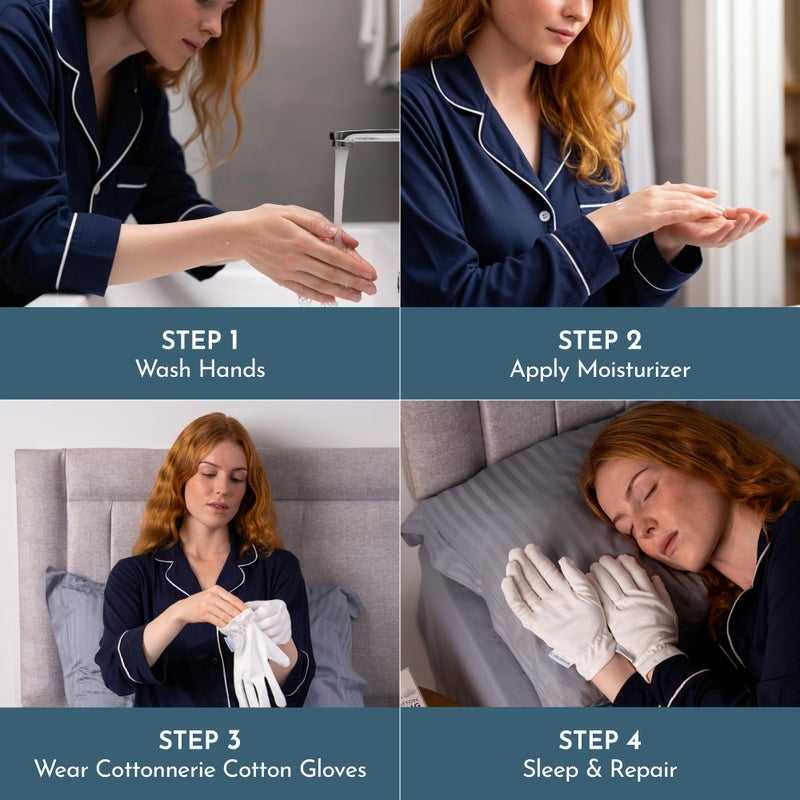 COTTONNERIE 4 Pairs Cottonnerie Original Cotton Gloves for Dry Hands Sleeping, Moisturizing Gloves Overnight, Hand Moisturizer Gloves, Moisture Gloves for Dry Hands Overnight, Sleeping Gloves, Small - Image 4