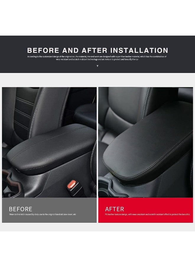 Leather Center Console Armrest Cover for Toyota RAV4 2019-2023, Black - Image 3