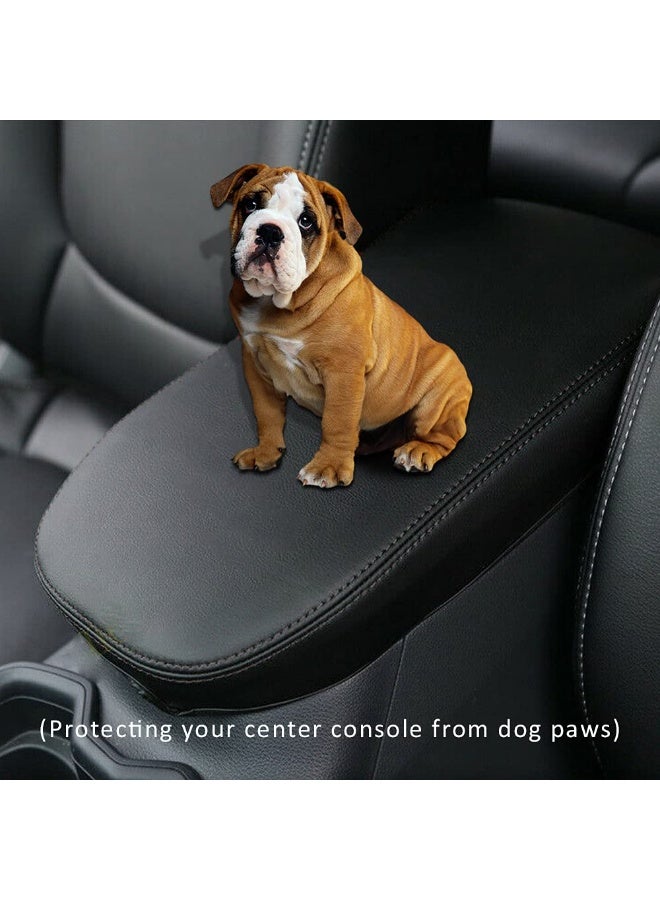 Leather Center Console Armrest Cover for Toyota RAV4 2019-2023, Black - Image 2