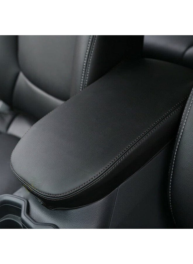 Leather Center Console Armrest Cover for Toyota RAV4 2019-2023, Black - Image 1
