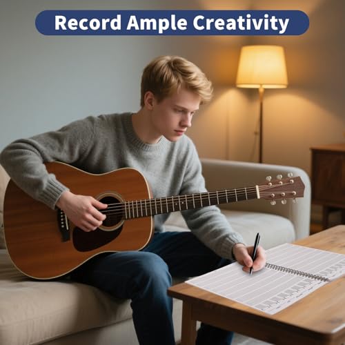 Enjoyard Guitar TAB Notebook Guitar Tablature Notebook Guitar Music Tabs Journal 120 Pages 28cm X 22cm Tablature Format Notebook with Guitar Chord Key Fretboard Note Chart Music Theory - Image 2