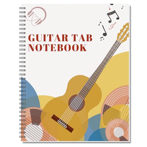 Enjoyard Guitar TAB Notebook Guitar Tablature Notebook Guitar Music Tabs Journal 120 Pages 28cm X 22cm Tablature Format Notebook with Guitar Chord Key Fretboard Note Chart Music Theory - Image 1