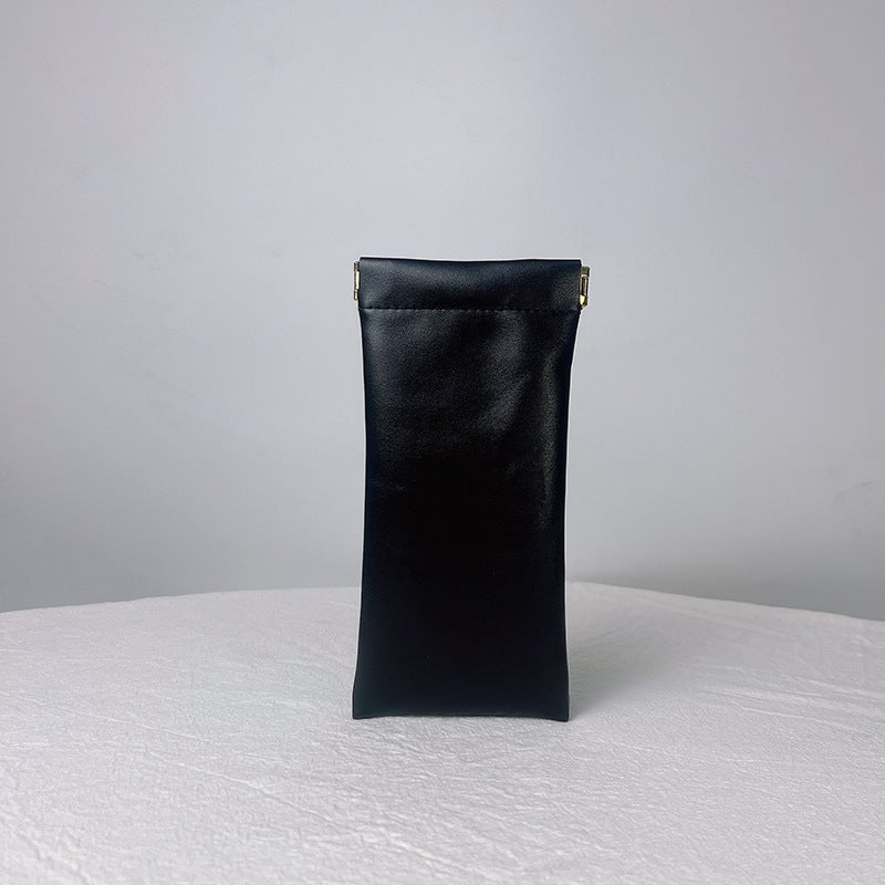 Portable Auto-Close Sunglasses Pouch Black [glasses bag]] 