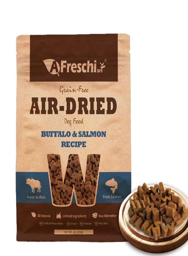 A Freschi srl Air-Dried Dog Food – Real Buffalo & Salmon Recipe - All Natural, High Protein, Grain Free, Limited Ingredient w/W-Shaped Pieces (1 lb) - Image 1