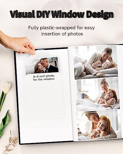 Artfeel Photo Album 4x6 with 300 PocketsSlipin Picture AlbumsLinen Cover Memory Book with Front WindowWhite Page Vertical Photo Book for WeddingFamilyAnniversareBabyVacation - Image 3