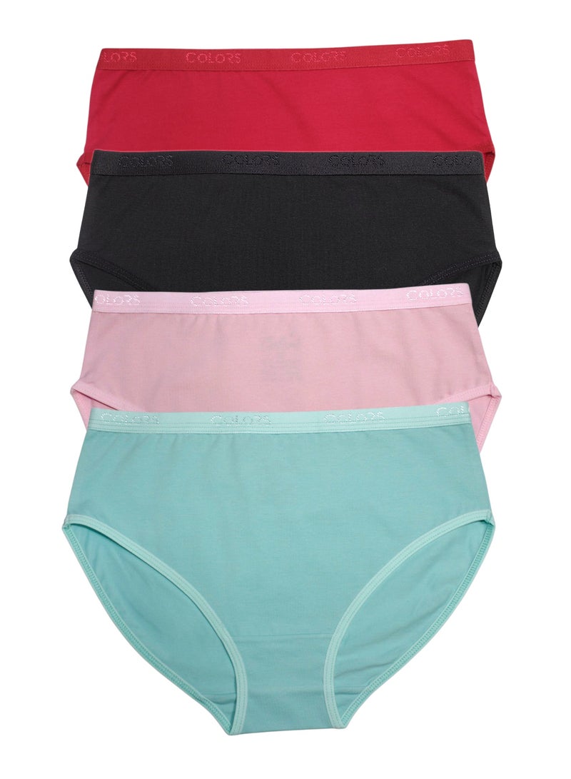 كولورز كالرز باك يحتوي علي 4 قطع بريف اندروير قطن الوان سادة حريمي - Image 2