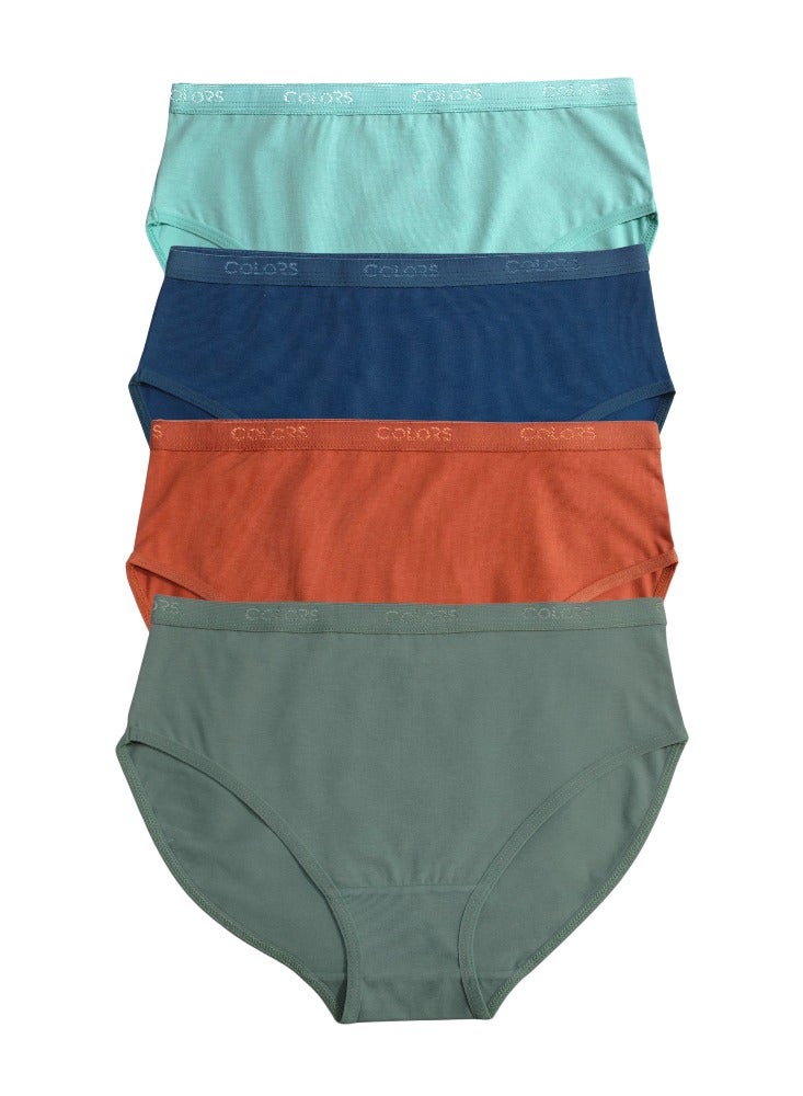 كولورز كالرز باك يحتوي علي 4 قطع بريف اندروير قطن الوان سادة حريمي - Image 1