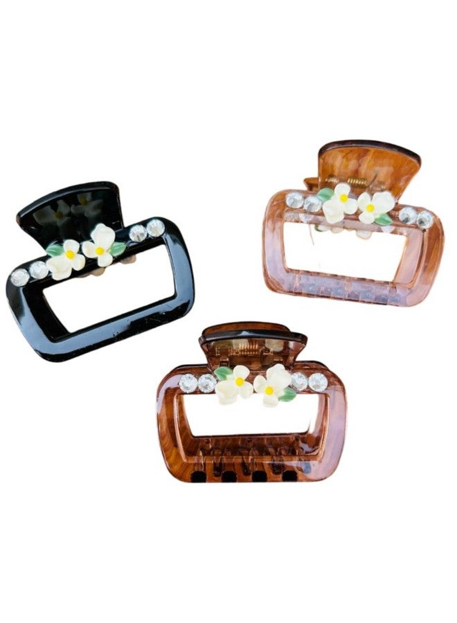 Radhya Accessories إكسسوارات راديا 2 قطعة مشابك شعر زهور بتشطيب لامع مشابك زهور عصرية أنيقة للنساء والفتيات - Image 1