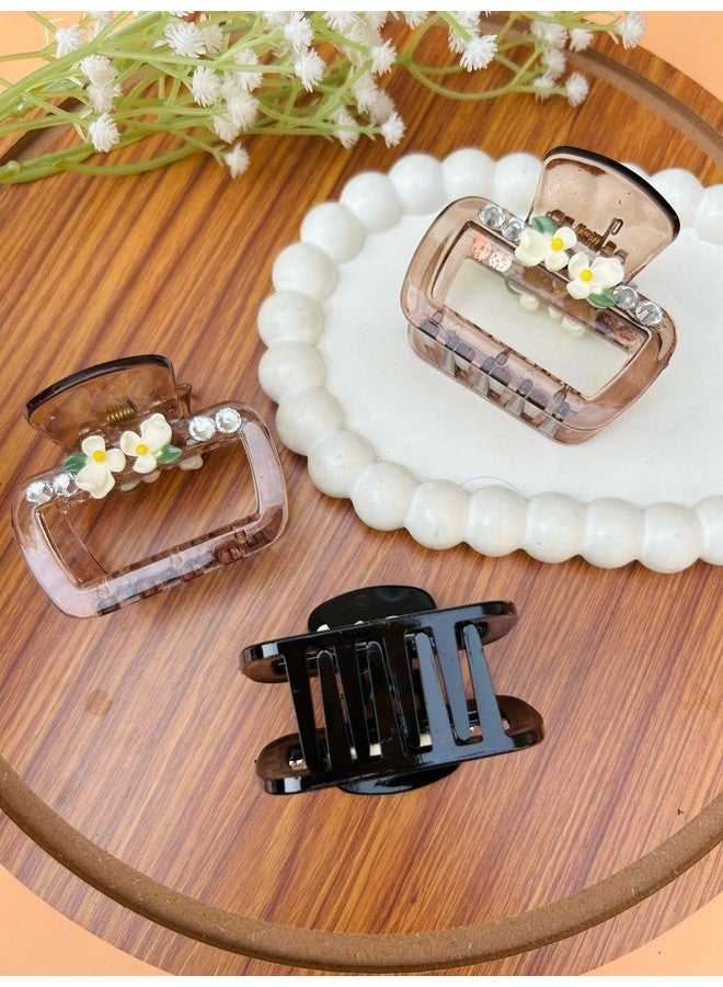 Radhya Accessories إكسسوارات راديا 2 قطعة مشابك شعر زهور بتشطيب لامع مشابك زهور عصرية أنيقة للنساء والفتيات - Image 5