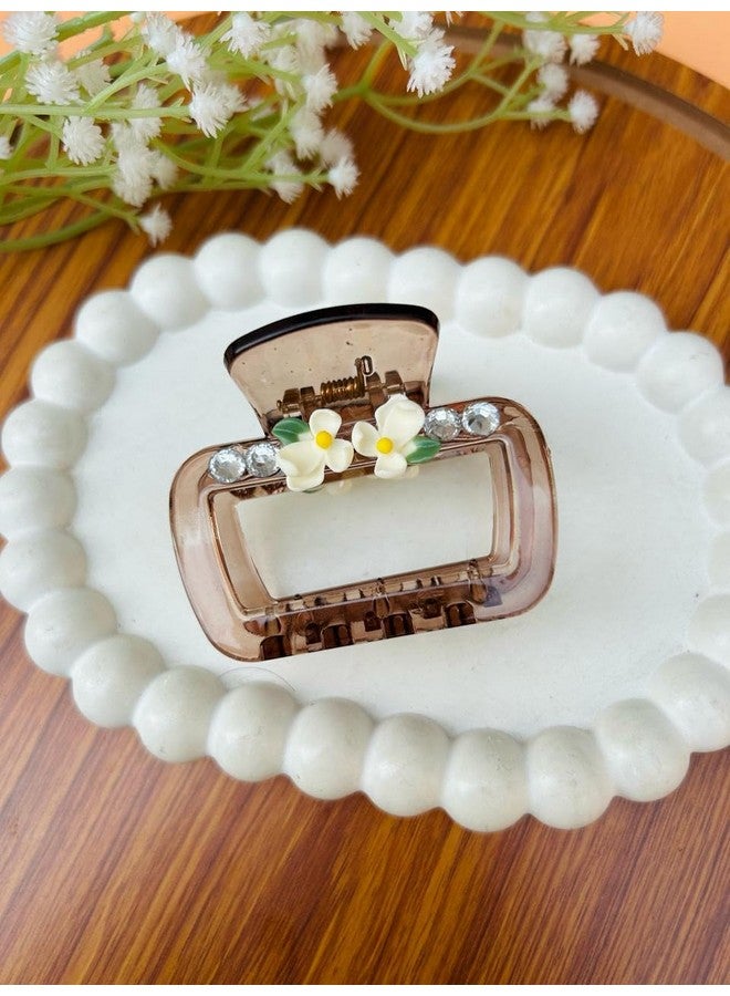 Radhya Accessories إكسسوارات راديا 2 قطعة مشابك شعر زهور بتشطيب لامع مشابك زهور عصرية أنيقة للنساء والفتيات - Image 2