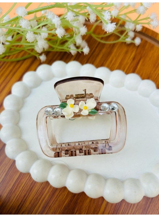 Radhya Accessories إكسسوارات راديا 2 قطعة مشابك شعر زهور بتشطيب لامع مشابك زهور عصرية أنيقة للنساء والفتيات - Image 3