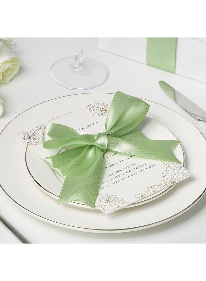 ribbon, pure polyester fabric ribbon, suitable for making roses, gift packaging, wedding decorations, crafts, bows (green) - Image 4