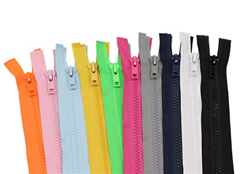 YaHoGa 10PCS 30 Inch (76cm) Separating Jacket Zippers for Sewing Coat Jacket Zipper Heavy Duty Plastic Zippers Bulk 10 Colors Mixed (1pcs per Color) - Image 2